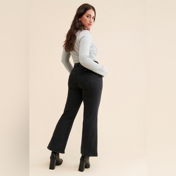 Rollas Eastcoast Crop Flare Jeans black size 30 - Picture 1 of 13